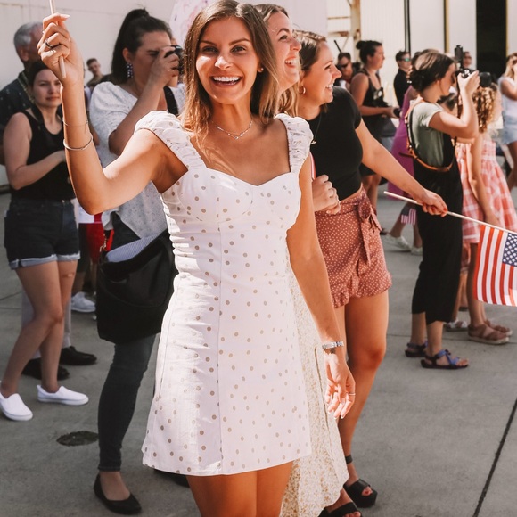 Revolve LPA polka dot fit & flare dress - Picture 3 of 8